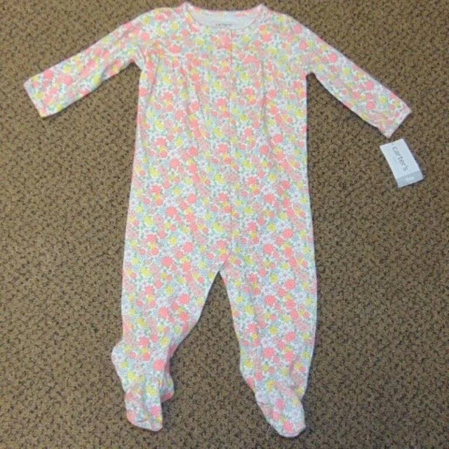 Girls Pajamas Carters Pink Floral Footed Sleeper 1 Pc Infant-size 9 months