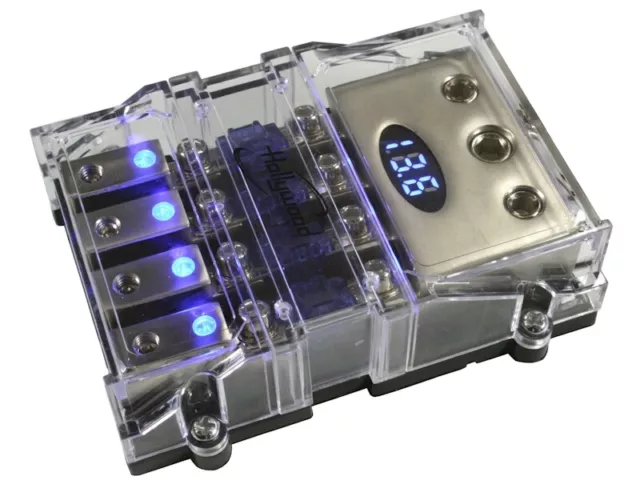 4 Fach Mini ANL Sicherungshalter, Sicherungsverteiler mit blauer Spannungsanzeig 2