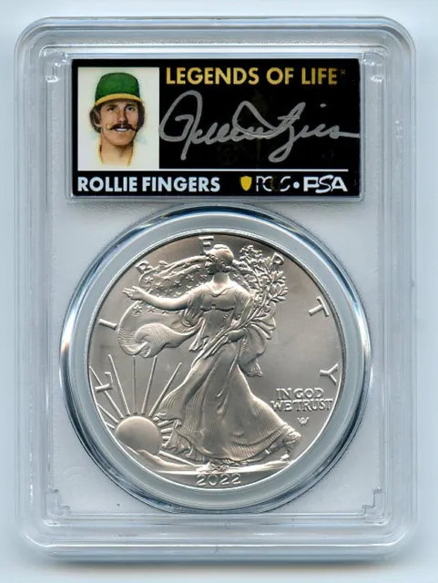 2022 $1 American Silver Eagle 1oz PCGS MS70 Legends of Life Rollie Fingers