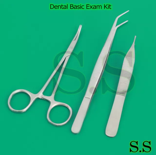 Dental Basic Exam Kit College Adson Tweezers Mosquito Forceps Hygien New DS-1222