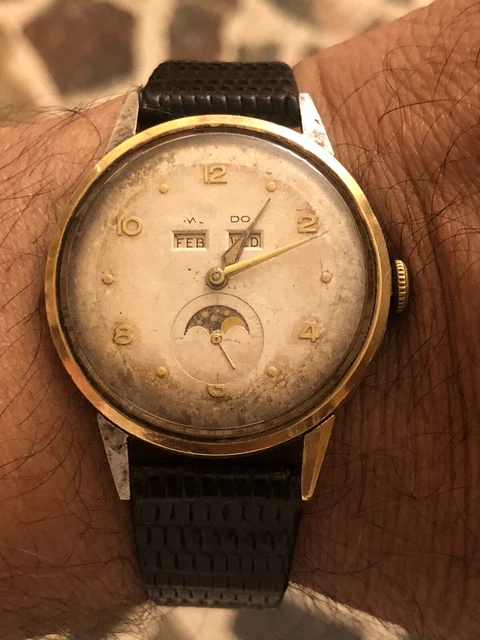 OROLOGIO VINTAGE RARO Movado Triplo Calendario Fasi Lunari Manuale 36mm