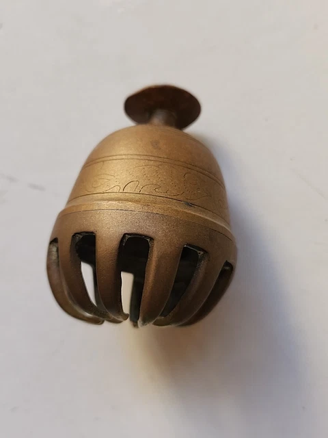Breloque Grelot Ancien En Argent 925 (XIXe Siècle) - Modèle Fleur De Tiaré - 20x14mm
