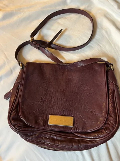 Marc By Marc Jacobs Ox Blood Brown Pebbled Lamb Leather Crossbody Bag MED 12”x10