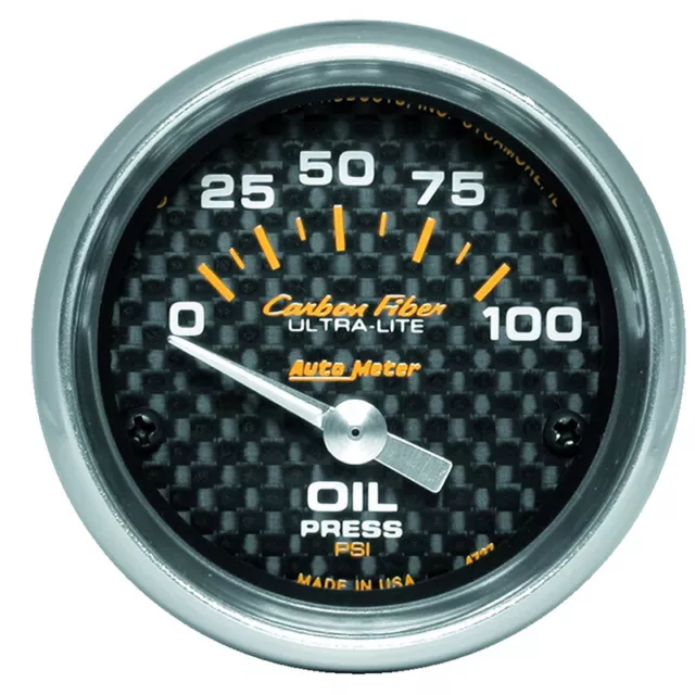 Auto Meter Carbon Fiber 2-1/16 Oil Pressure Gauge 0-100PSI - AU4727