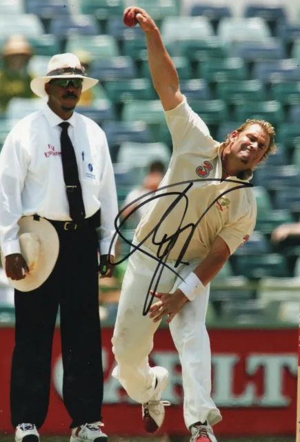 Signed SHANE WARNE Australia Cricket 12" x 8" photograph w/COA