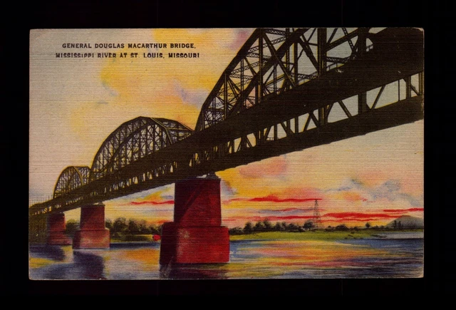 Postcard : Missouri - St Louis Mo - General Macarthur Bridge Mississippi River