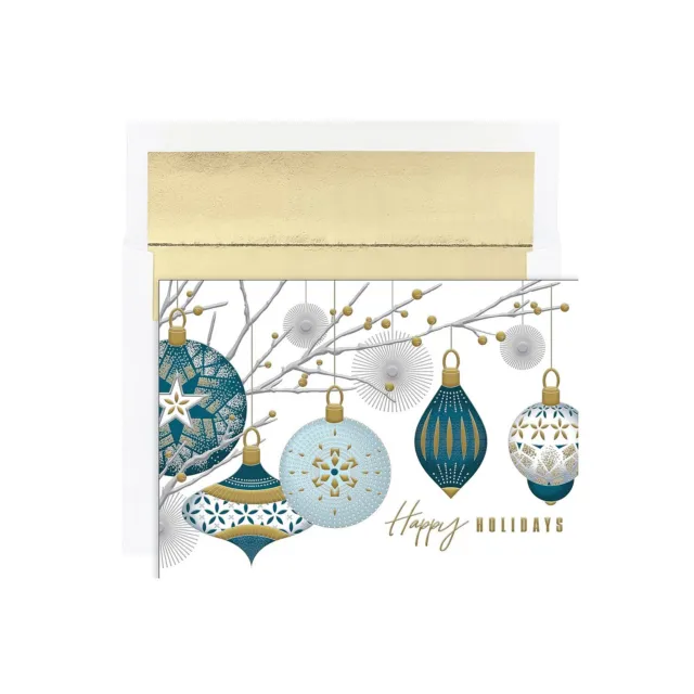 JAM PAPER Christmas Cards & Matching Envelopes Set 7 6/7" x 5 5/8"  Silver &