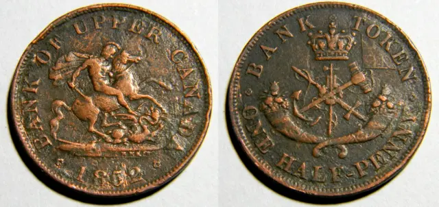 1852 Bank Of Upper Canada One Half Penny Token (02035)
