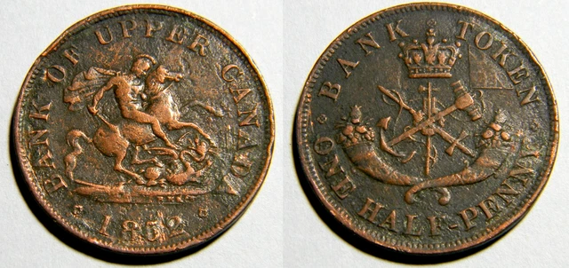 1852 Bank Of Upper Canada One Half Penny Token (02035)