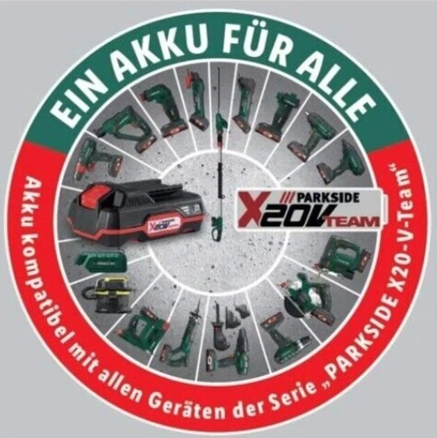 PARKSIDE X20V LI-ION BATTERY 20-Volt 2.0Ah for PARKSIDE PAP 20 B1