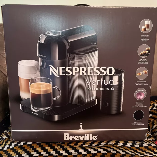 Breville Nespresso Vertuo Coffee Espresso Machine & Aeroccino3 Frother, Black