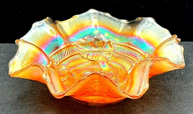 1920's Beautiful.. Marigold Floral Designed.. Carnival Glass Bowl, 18 Cms Dia.