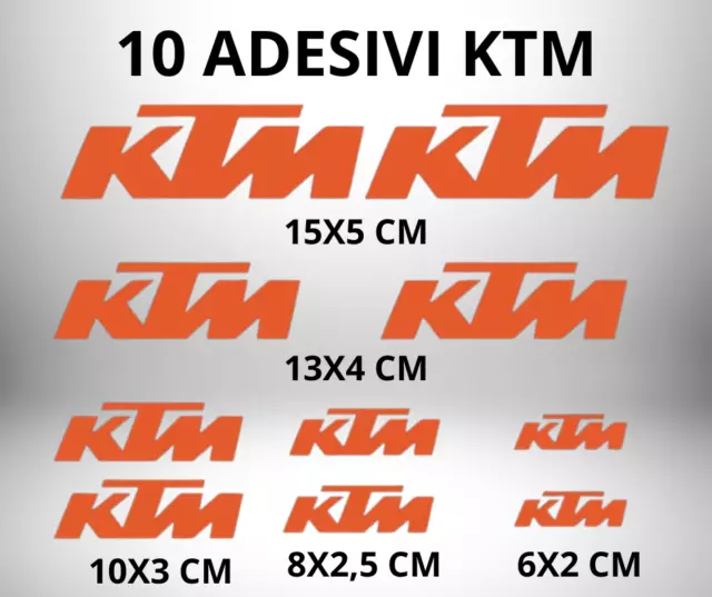 Kit 10 Adesivi Ktm Varie Misure Colore A Scelta