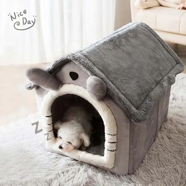 Decassa Mascota Casa Esponjoso Interior Semi-Integrado Cama para Perros y Gatos