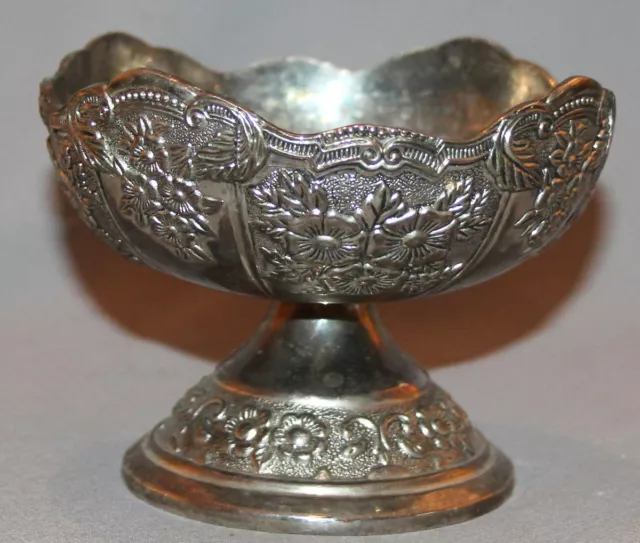 Vintage Ornate Floral Metal Stem Bowl Cup