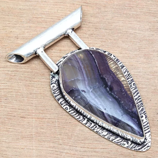 925 Silver Gray Botswana Agate Gemstone Gift For Her Jewelry Pendants 2.25"