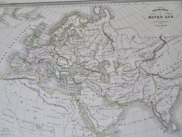 World in Middle Ages Charlemagne Byzantine Empire Abbasid Caliphate 1846 map