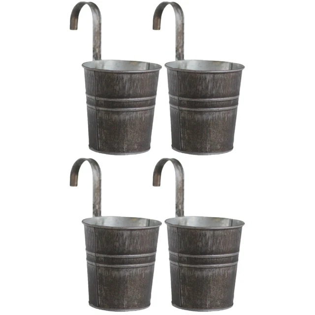 4 Pcs Decorative Iron Bucket Small Hanging Planters Fence Pots