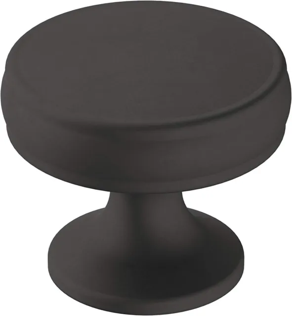 Matte black cabinet knob hardware mushroom amerock renown mushroom 1 1/4"