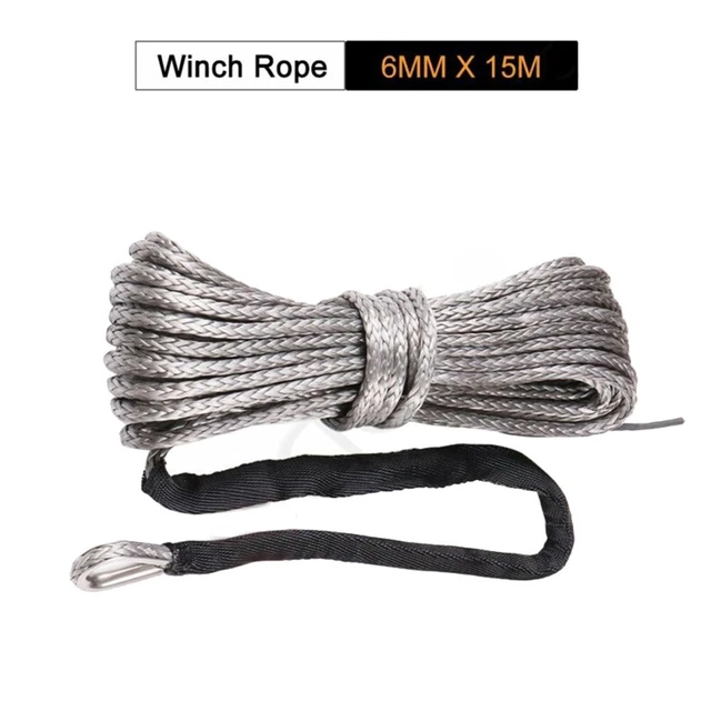 Gris Treuil Corde Motos 6mmx15m Câble Léger Polyéthylène Résistant