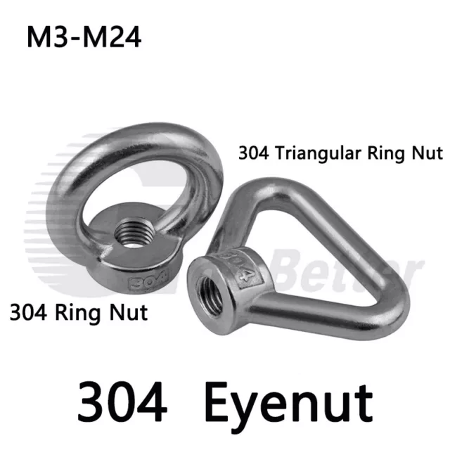 M3-M24 304 Stainless Steel Lifting Ring Nut Triangular Ring Type Hand Screw Nut