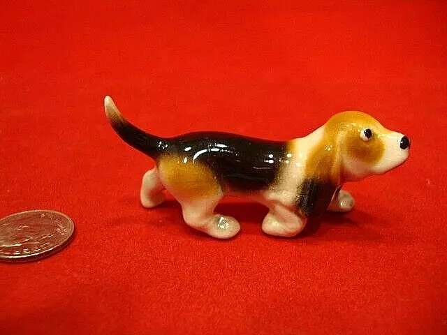 Vintage Miniature Hagen Renaker BASSET HOUND Dog 'Pappa" Retired 1" X 2.15"