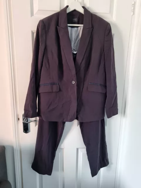 Marks And Spencer Navy Suit Washable Trousers Size 16 Jacket Size 18