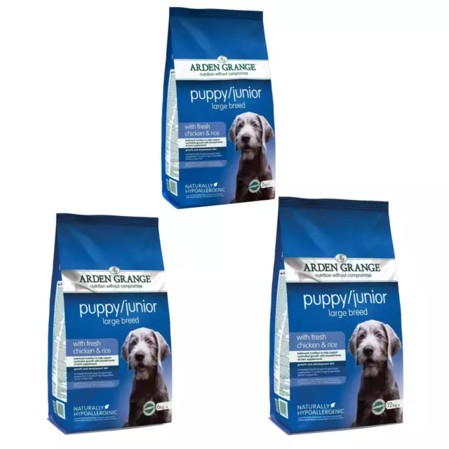 Arden Grange alimento seco para perro cachorro/junior raza grande pollo y arroz hipoalergénico