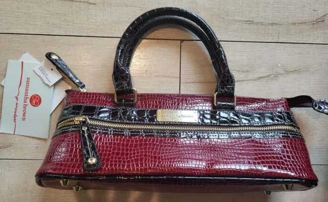 NWT Samantha Brown Croco-Embossed small Bag Burgundy Red Brown