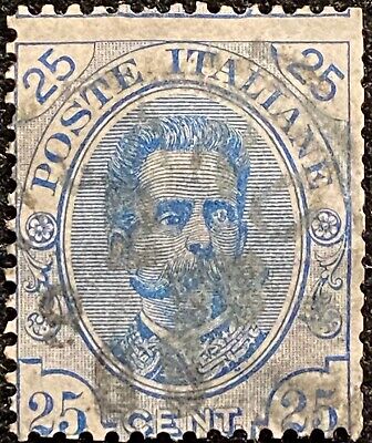 1891-96  **HUMBERT I** "COUNT OF SAVOY" ITALY 25c (BLUE) SCOTTS# 70 STAMP+ERROR!