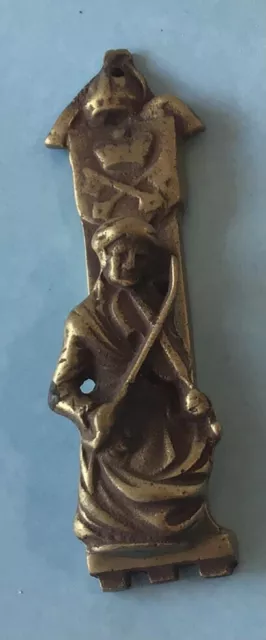 Ornate Vintage Brass Victorian Violin Player Door Knocker W/knocking Plate