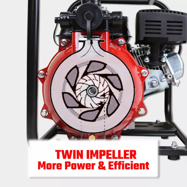 1.5" Petrol High Pressure Water Pump 8HP Fire Fighting Twin Impeller Irrigation 2