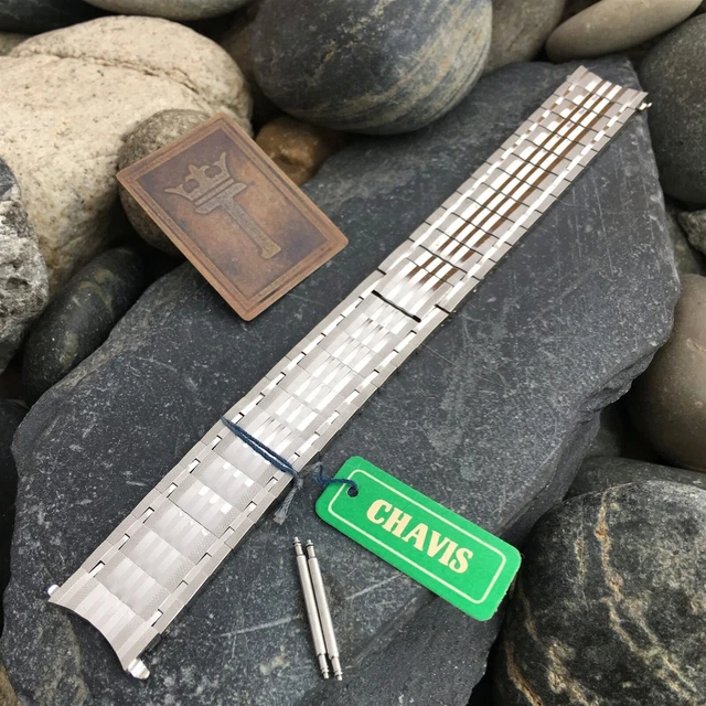 17.25mm 11/16" White Gold hge Chavis nos 1970s Vintage Watch Band