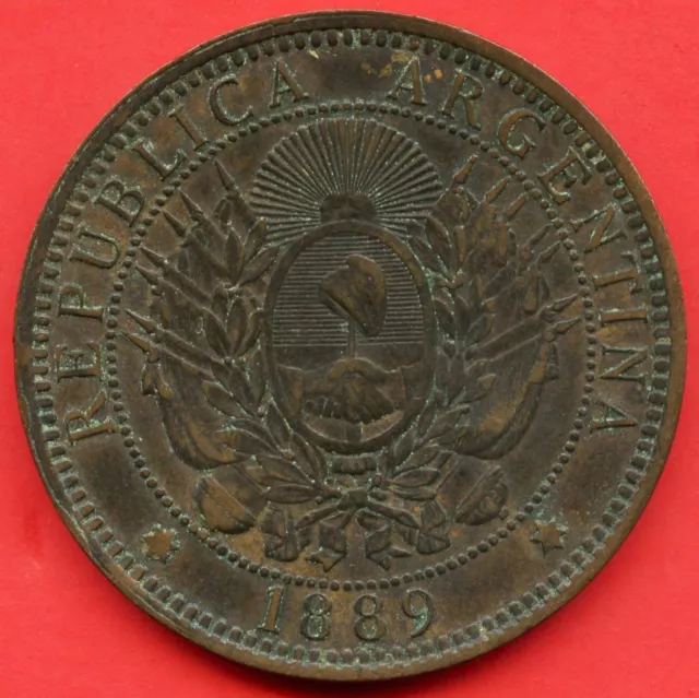 1889 Argentina 2 Centavos Coin