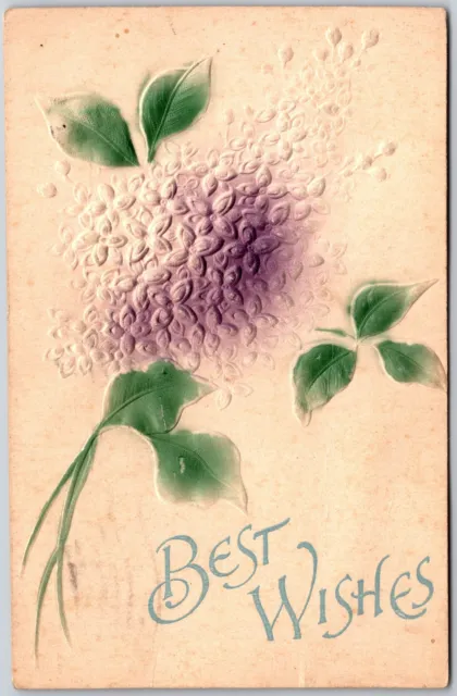 1910 Best Wishes Imposed Forget-Me-Nots Flower Petals Greetings Posted Postcard