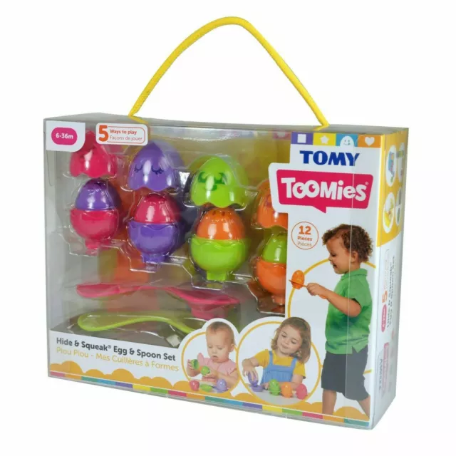 TOMY Toomies Ocultar Y Sonido Huevo Cuchara Juego 12 Piezas en Caja Juguete Bebé