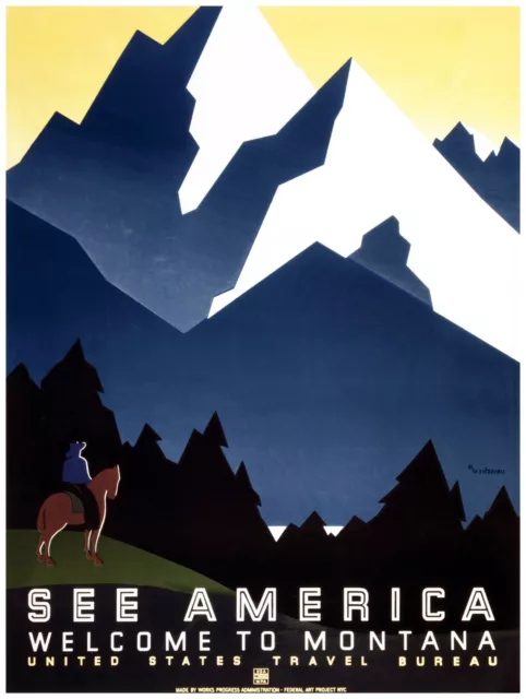 9595.See america.welcome to montana.mountains.POSTER.decor Home Office art