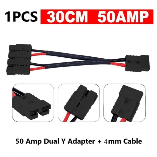 50 Amp FOR Anderson Plug Connector Dual Y Adapter Automotive Cable 12AWG 30CM