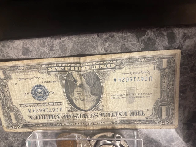 One Dollar Bill Silver Certificate Blue Seal Series 1957B