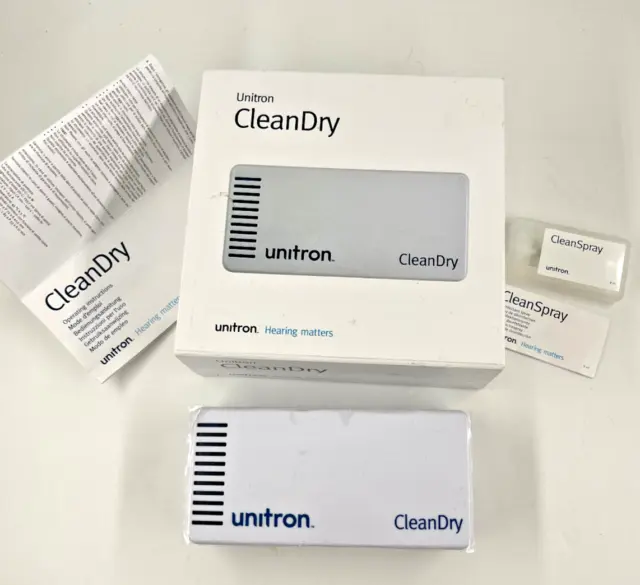 Audífono Unitron CleanDry caja de limpieza UV y deshumidificador nuevo caja abierta para foto