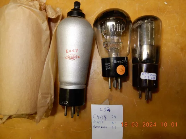 RADIO TSF Lampes Années 30 - Lot34: E447, C443? & Valve mono