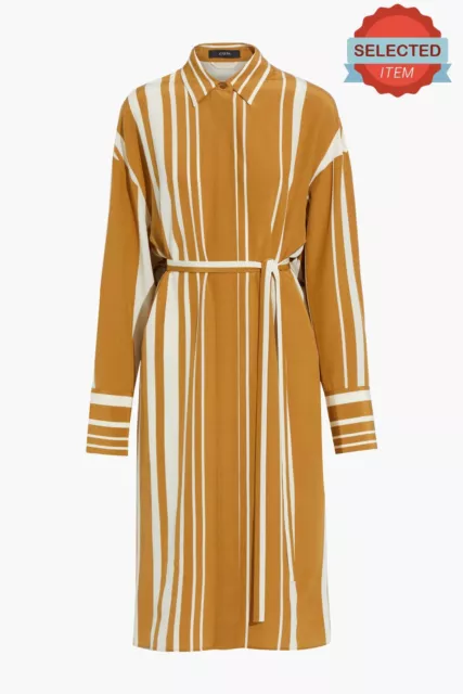 RRP €650 JOSEPH Duras Silk Midi Shirt Dress US4 FR36 S Striped Regular Collar