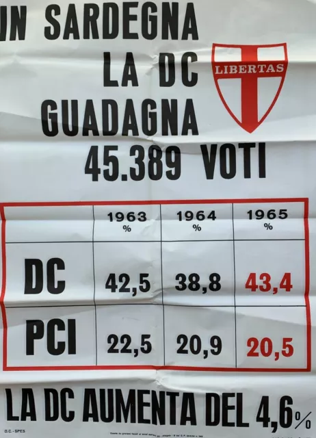 Manifesto Democrazia Cristiana Dc Libertas Sardegna Campagna Elettorale 1966