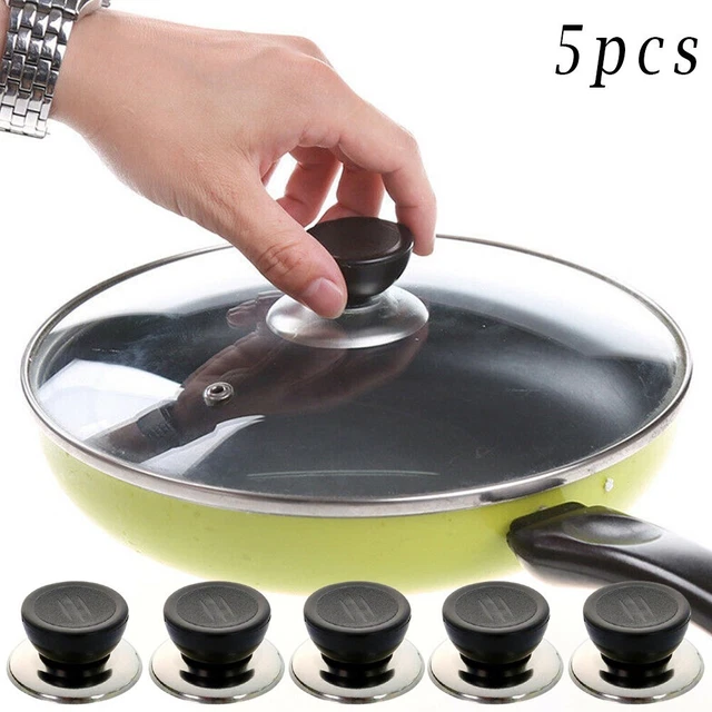 5 botones tapa de olla - asas robustas de plástico y acero inoxidable