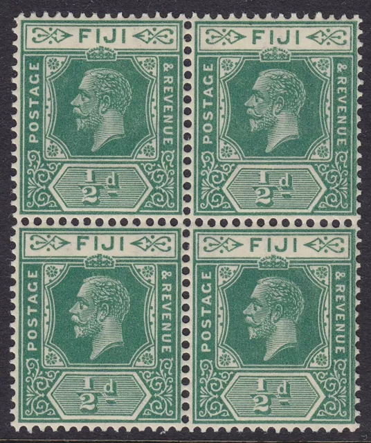 FIJI 1922-27 SG229 ½d GREEN UNMOUNTED MINT BLOCK OF FOUR