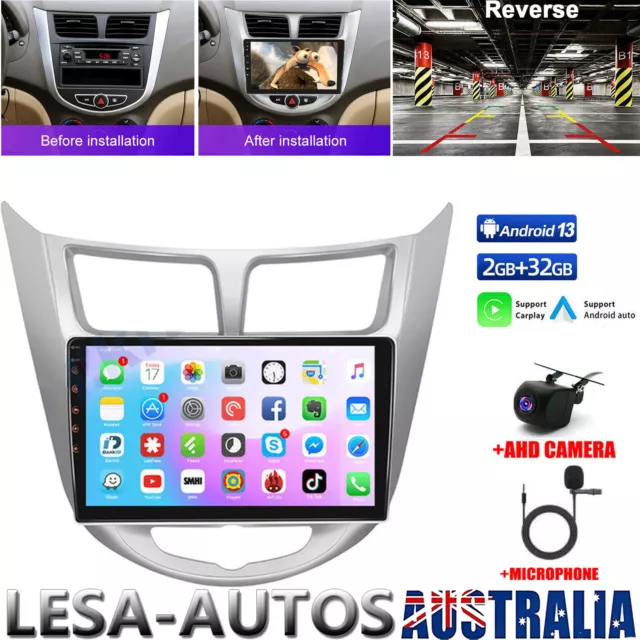 For 2011-2019 Hyundai Accent Apple Carplay Android 13 Car Stereo Radio GPS Navi