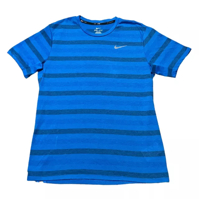 T-shirt Nike Dri-Fit Running maniche corte a righe atletiche blu uomo grande