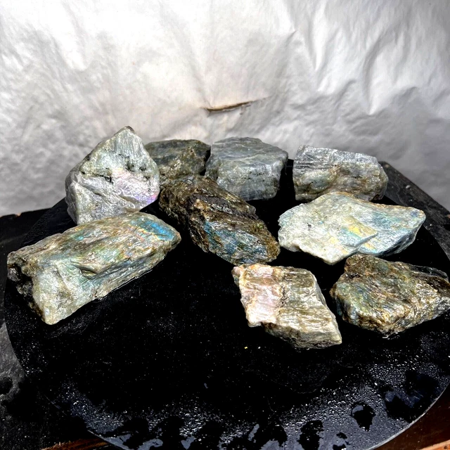 Labradorite Rough Lot Aaa Quality 6.8Lbs From India Cab Grade High Flash