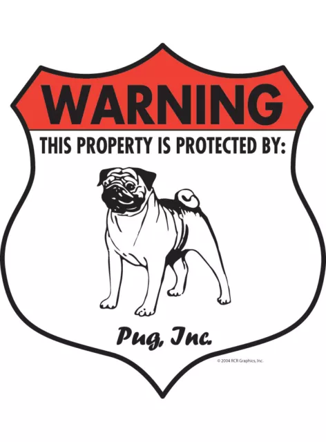 Avertissement ! Carlin - Panneau canin en aluminium protégé propriété - 7" x 8" (insigne)