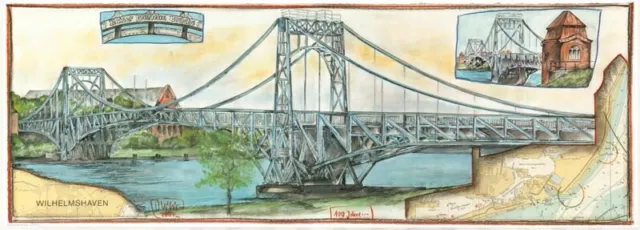 Kunstdruck - "Kaiser Wilhelm Brücke" (Wilhelmshaven) - von OLE WEST - (356)